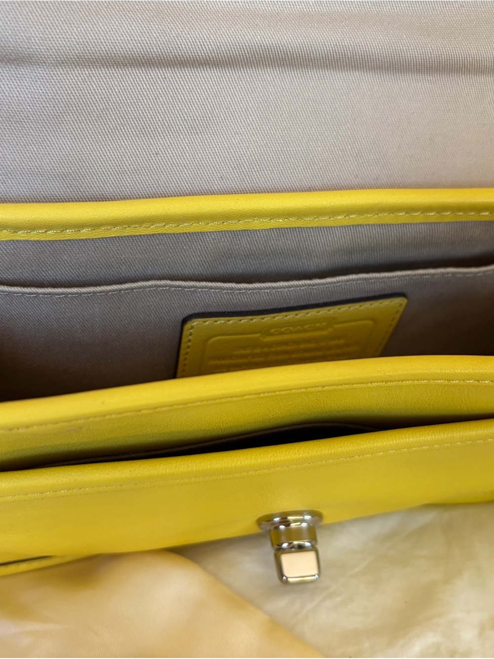 Coach Yellow Leather Turnlock Crossbody - Picture 4 of 5